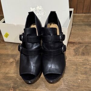 Coach Black Peep-Toe Heeled Boots